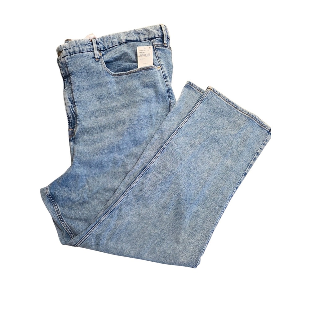 Good American Good Icon Straight High Rise Jeans Light Wash 30 GICIS395T-I606